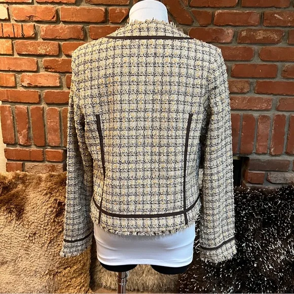 TRUE MEANING brown and cream, Tweed Blazer Jacket - Picture 3 of 6